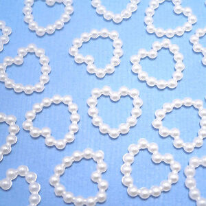 100 11mm Ivory Pearl Rounded Heart Wedding Table Confetti Scatter Decorations
