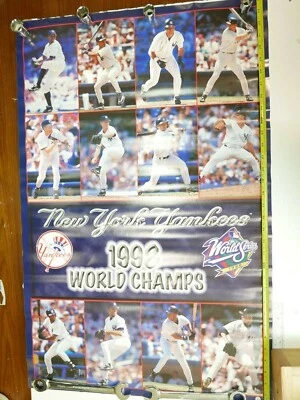 Cartel de campeones de la serie mundial de los Yankees de Nueva York 1998 Jeter Mariano Rivera 22" x 34" Foto 1 de 4