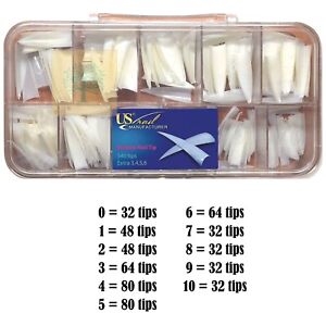 USN Nail Manufacturer - Stiletto Natural Nail Tips Box 540 Tips ON SALE*