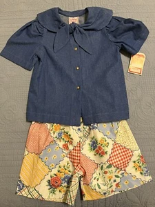 Vtg Cottontail Originals Girls 6-6X Denim Top Floral Shorts Set NWT/NWOT - Picture 1 of 15