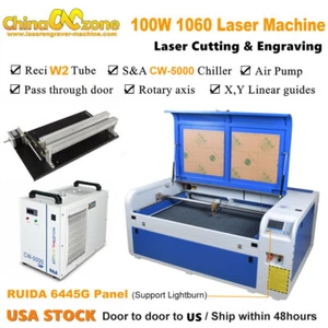 CO2 Laser Maschine 100W 1060 Schneiden USB Autofokus Graveur DSP 5000W Kühler USA - Bild 1 von 12