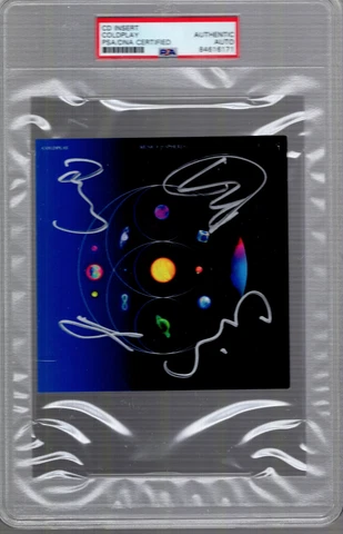 COLDPLAY HAND SIGNED MUSIC OF THE SPHERES CD INSERT    CHRIS MARTIN  PSA SLABBED Cover