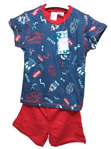 BNWT Boys Age 2 to 3 Years Soft Stretch Knit Robot Print Short Summer PJ Pyjamas - Picture 1 of 1