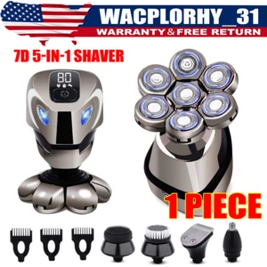 7D 5-in-1 Shaver Cordless Hair Trimmer Bald Head Razor Electric For Men Wet Dry - Picture 1 of 11