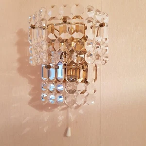 schöne Wandlampe gold Glas Lampe 2-flammig 70 er Jahre - Bild 1 von 4