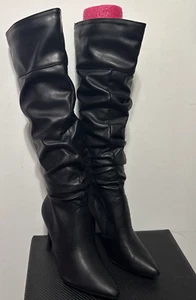 YOKI Black Knee Boots Slouch Top Stiletto 3” Hills New In Box Size 9 - Picture 1 of 10