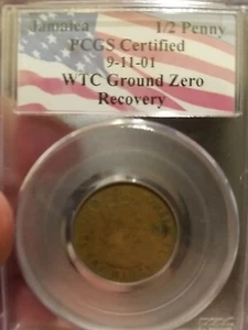 1965 Jamaica Half Penny PCGS 9-11-2001 World Trade Center Ground Zero Recover... - Picture 1 of 2