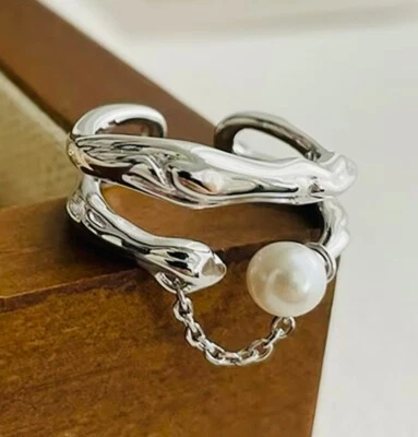 925 Sterling Silver Ring, Adjustable Ring, Dainty Ring, Dangle Ring, Open Ring - Image 1 of 3