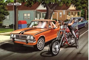 Kiss on a Dare Easyriders Harley Davidson David Mann Kunst gerahmt - Bild 1 von 3