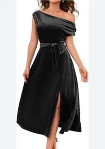 Grace Karin Womens One Shoulder Wrap Satin Cocktail Party Dress Size Large Sexy - Picture 1 of 12