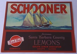 Schooner Lemons Crate Label - Picture 1 of 1