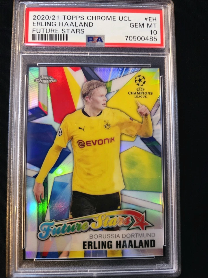 2020 Topps Chrome UCL Future Stars #EH Erling Haaland PSA 10 - Image 1 of 1