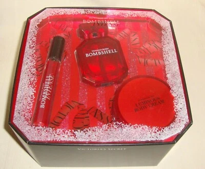 Victoria Secret BOMBSHELL INTENSO Perfume Set de Regalo, Perfume, Rodillo de Perfume y Crema Foto 1 de 4