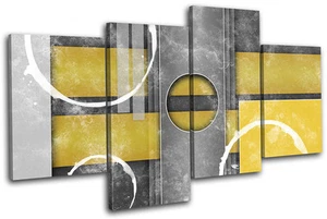 Modern Yellow Abstract MULTI CANVAS WALL ART Picture Print VA - Picture 1 of 1