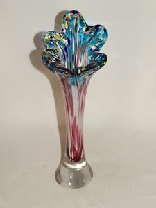 Vase Glas 30 cm 1970er bunte Einsprenkelungen - Picture 1 of 9
