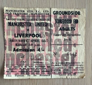 Ticket: 1967/68 Manchester United v Liverpool 6th April 1968 Division 1 - Picture 1 of 2