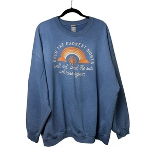 Gildan Sweatshirt Rainbow 3XL Even Darkest Nights Will End Sun Rise Heavy *READ* - Picture 1 of 9