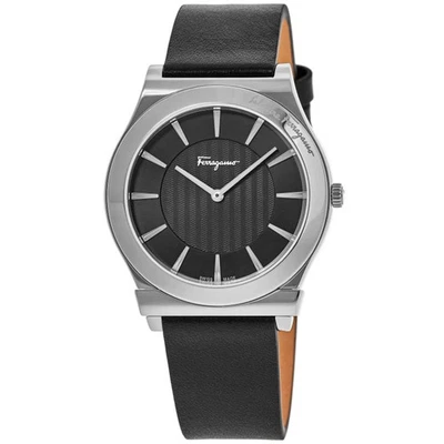 Nuevo reloj para hombre Salvatore Ferragamo 1898 delgado esfera negra correa de cuero SFPE00519 Foto 1 de 4