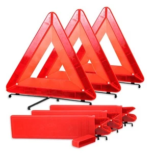 Warning Triangle DOT Approved 3PK, Reflective Warning Road Safety Triangle Kit - Picture 1 of 6