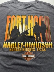 Harley Davidson FORT HOOD Texas Soldiers Army Tank Eagle Hanes Beefy Shirt Large - Picture 1 of 10