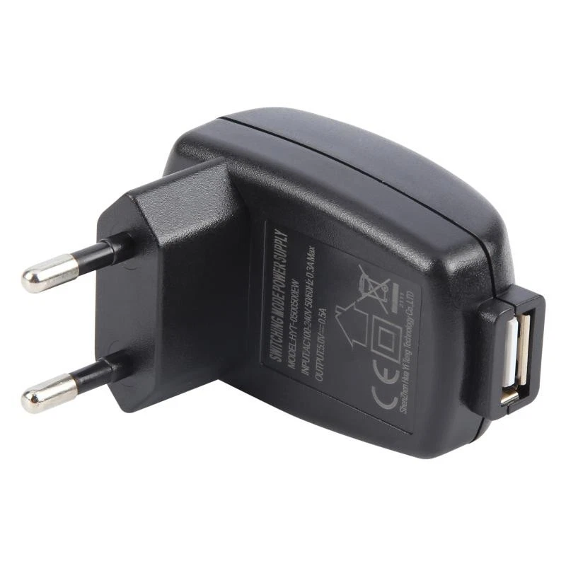 Adattatore di alimentazione porta USB 5V 1A, tipo di spina: spina UE (nero) - Immagine 1 di 1