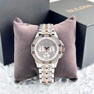 Bulova Octava Rose Gold Crystal 41.5MM Quartz Stainless Steel Men's Watch 98C133 - Image 1 of 4