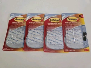 4 Packs 3M Command Clear 6 Mini Hooks 8 Strips Per Pack, Damage Free Hanging - Picture 1 of 3