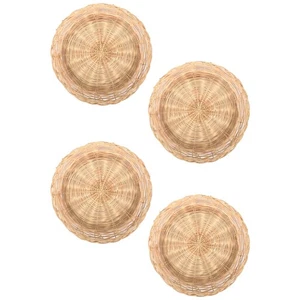 Soporte para placa de bambú 2X (4 piezas - Soporte para placa tejida redonda de 10 pulgadas, reutilizable 9433 - Imagen 1 de 5