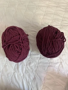 Two Jumbo Chunky Cranberry Color Yarn Crocheting Thick And Soft - Picture 1 of 5