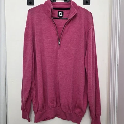 FJ Footjoy  100% Wool Pullover Sweater Mens Pink 1/4 Zip Size XXL - Image 1 of 4