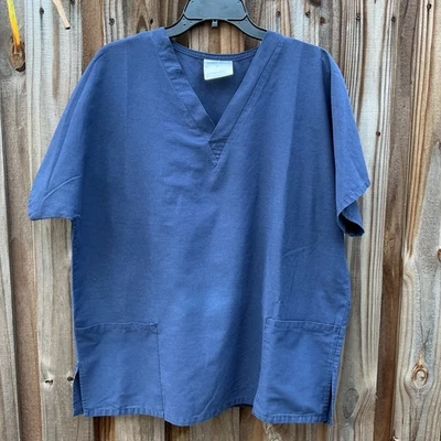 Fundamentals by White Swan Navy Blue Medical Scrub Shirt size Large  - Image 1 of 3