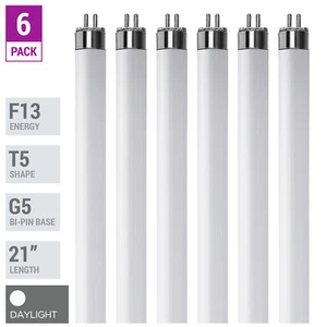6 Pack F13T5 D 65K Tube 21" Inches 13W Watt T5 Mini Bi 2-Pin G5 6500K Daylight - Picture 1 of 4