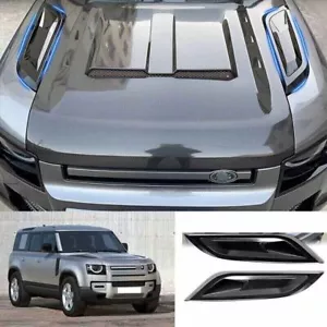 Glossy Black Engine Hood Air Outlet Vent Cover For Land Rover Defender 2020-23 - Picture 1 of 8