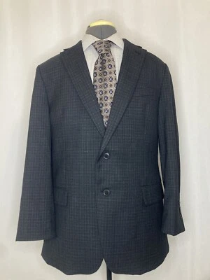 Kenneth Cole Hombre Abrigo Deportivo Blazer Traje Chaqueta 40R 44" Gris Cuadros 2 Botones Como Nuevo Foto 1 de 4