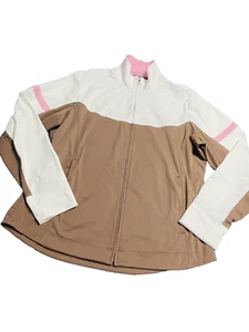 Nike Golf Fit Dry Full Zip Jacket Size Large 12-14 Years Girl's Brown White Pink - Picture 1 of 6