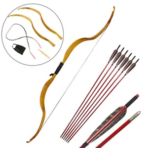 23Lb Traditional Recurve Bow Takedown + 6 Wooden Arrows Hunting Target Bodybuild - Picture 1 of 17