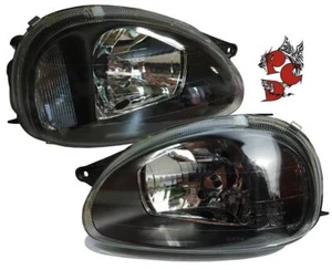 SCHEINWERFER für OPEL CORSA B 93-01 SCHWARZ ERSATZ LINKS RECHTS NEU H4 DEPO - Bild 1 von 2