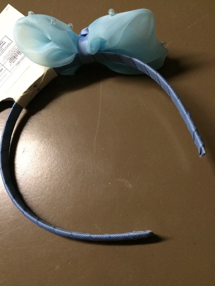Cat & Jack Girls 3+ Headband Lot Of 12 New Light Blue With Sequin Bow - Image 1 of 1