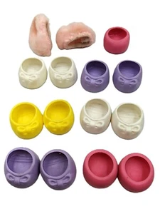 Vintage G1 My Little Pony Shoes 2 sets of 4, 2 Yellow 3 Hot Pink 2 Slippers 215 - Picture 1 of 2