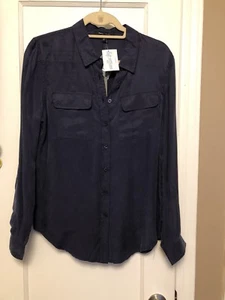 NEW Romeo & Juliet Couture Top Size M BLUE Button Down Blouse LONG SLEEVE - Picture 1 of 2