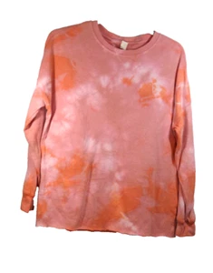 Green Tea Sweatshirt Women'sSmall  Orange  Tie Dye Long Sleeve Crew Neck - Picture 1 of 3