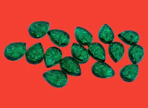 100 Ct 23 Pieces Lot Green Moldavite Hand Carved Pear Cut Certified Gemstone AP - Picture 1 of 12