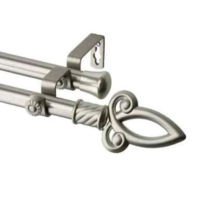 120 in. x 170 in. Crest Double Curtain Rod Set in Satin Nickel - Picture 1 of 2