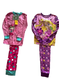 Girls lot of 2 sets pajamas size 8 tops bottoms NEW Disney Kirkland purple pink - Picture 1 of 7