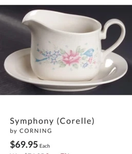 Symphony Gravy Boat & Tray (Corelle) de Corning-Discontinuado Actual: 1990-1994 - Imagen 1 de 10