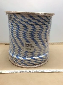 Cuerda de piscina natación 5/8" x 600' blanca/azul película dividida polipropileno cuerda de puente - Imagen 1 de 2