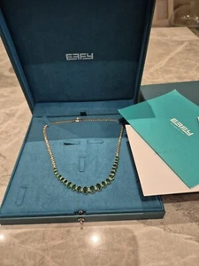 USA DESIGNER EFFY 14ct Yellow Gold 12ct Emerald And 1ct Diamond Necklace - Picture 1 of 12