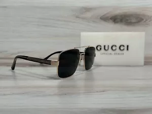 Gucci GG 0529 Aviator Black With Gray Lens Sunglasses - Ships Now! - Picture 1 of 6