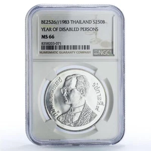 Thailand 250 baht International Year Disabled Persons MS66 NGC silver coin 1983 - Picture 1 of 2