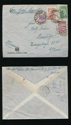 BRAZIL 1933 GRAF ZEPPELIN AIRMAIL FRANKING PRINTED MARITIME ENV HAMBURG AMERIKA  - Image 1 of 3